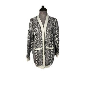 Very Moda Women's Long Sleeve Snake Print Pocket Cardigan Size S